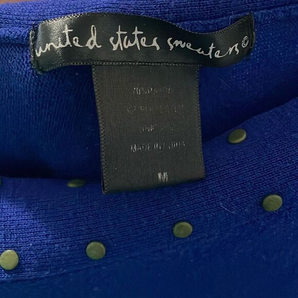 Preowned United States sweater studded shirt sleeve cobalt blue size medium - Picture 6 of 6